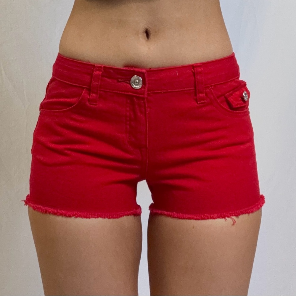 Red Women's Denim Cutoff Shorts